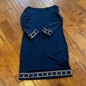 Tiana B. Navy Dress with Embellished Accents